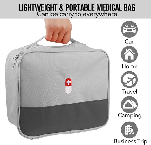 First Aid Bag, Empty Medical Supplies Organizer Bag Trauma Kit for Traveling Hiking Camping Backpacking Cycling, Gray in Saudi Arabia