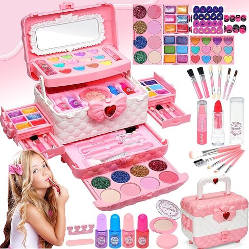 Kids Makeup Kit for Girl - Kids Makeup Kit Toys for Girls,Play Real Makeup Girls Toys, Washable Make Up for Little Girls, Non ToxicToddlers Pretend Cosmetic Kits,Age4-12 Year Old Children Gift in Kuwait