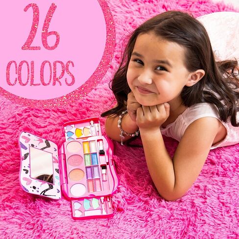 FoxPrint Kids Makeup Kit for Girls, Soft to skin, Easy to wash, 23 Pc Princess Makeup Set Toys Girls & Kids, Carrying Cosmetic Purse for Easy Storage in Saudi Arabia