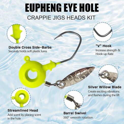 20pcs Crappie Jig Heads مع تخزين رائحة ثقب العين ، جاذب طويل الأمد لصيد السمك الكرابي in Saudi Arabia