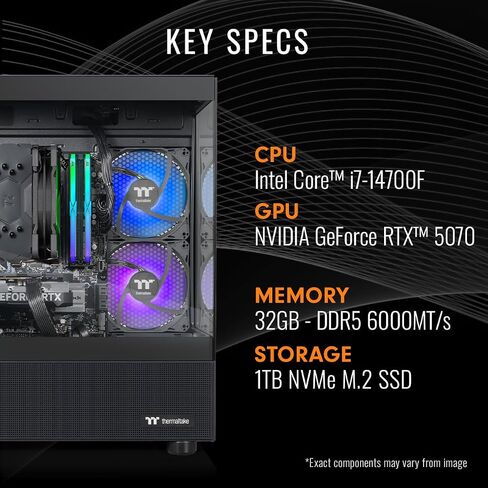 Thermaltake LCGS عرض I1470-170 سطح المكتب (Intel Core ™ I7-14700F ، ToughRam 32GB DDR5 6000MT/S RGB Memory ، NVIDIA® GEFORCE RTX ™ 5070 ، 1TB NVME M. in Saudi Arabia