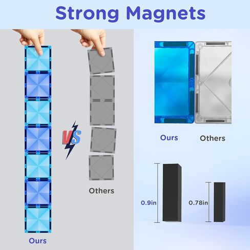 AFUNX 130 PCS Magnetic Tiles Building Blocks 3D Clear Magnetic Blocks Construction Playboards, Inspiration Building Tiles Creativity Beyond Imagination, Educational Magnet Toy Set for Kids with 2 Cars in Kuwait