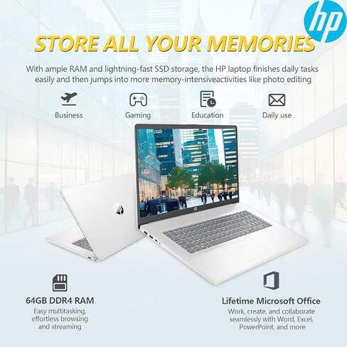 HP 2025 17 بوصة كمبيوتر محمول ، 17.3 IPS FHD Business Propop PC ، AMD RYZEN 5 6-CORE ، 64GB RAM 2.5TB Storage (2TB SSD + 512GB OFF in Kuwait
