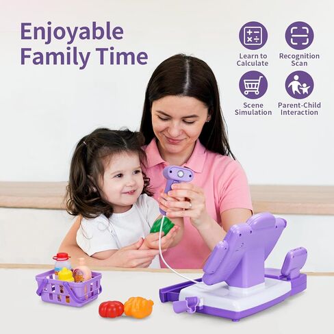 FS Toy Cash Register for Kids, Pretend Play Supermarket Playset with Real Calculator, Play Store Kids Cash Register with Scanner and Credit Card, Learn Counting Toys for Boys and Girls Ages 3 4 5 8 12 in Kuwait