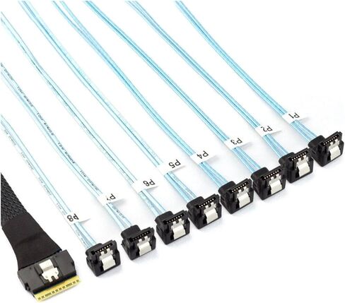 PCI-E S-AS SFF-8654 8I إلى 8 منافذ SATA 90 درجة محول محول محول الخادم (50 سم) in Saudi Arabia