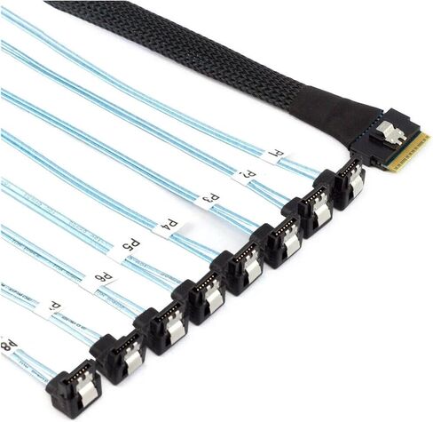 PCI-E S-AS SFF-8654 8I إلى 8 منافذ SATA 90 درجة محول محول محول الخادم (50 سم) in Saudi Arabia
