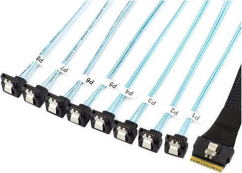 PCI-E S-AS SFF-8654 8I إلى 8 منافذ SATA 90 درجة محول محول محول الخادم (50 سم) in Saudi Arabia