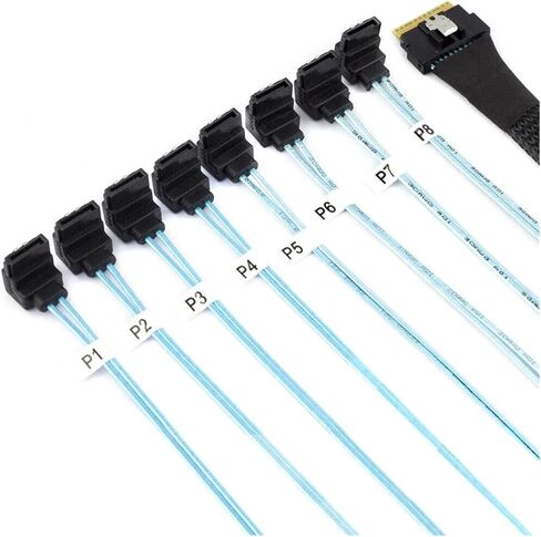 PCI-E S-AS SFF-8654 8I إلى 8 منافذ SATA 90 درجة محول محول محول الخادم (50 سم) in Saudi Arabia