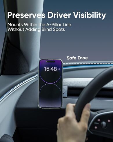 Magnetic Tesla Phone Mount & Holder for Model Y 2025 (Juniper), Slideable Air Vent Mount with Protection Silicone Pads, Magnetic Compatible, Secure Grip, No Damage Installation in Kuwait