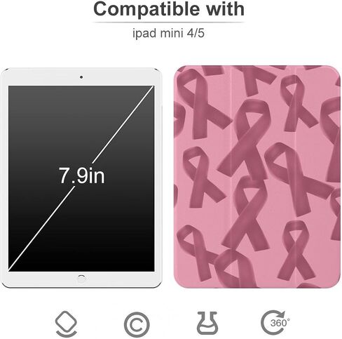 حالة توعية بسرطان الشريط مع حامل القلم رفيع الوزن ثلاثي الأوزان متوافق مع iPad mini 4/5/6 mini4/5 （7.9in） in Kuwait