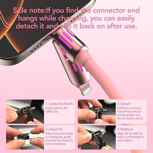 MFish 240W 4-in-1 Universal USB Charging Cable [2 Pack, 6.6ft] – Fast Charger Cord with USB-A, Dual USB-C & Lighting, for iPhone 14/15/16 Series, iPad & MacBook & More (2PACK, Black+White, 6.6Ft) in Kuwait