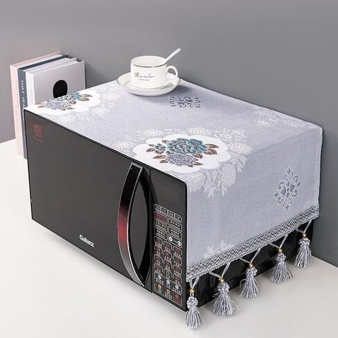 Microwave Oven Top Cover Dustproof Machine Protector Decorative Kitchen Appliance Cover - Grey Small Flower in Kuwait