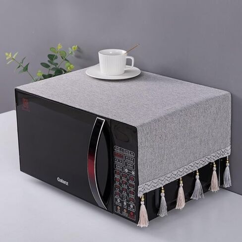 Microwave Oven Top Cover Dustproof Machine Protector Decorative Kitchen Appliance Cover - Grey Small Flower in Kuwait