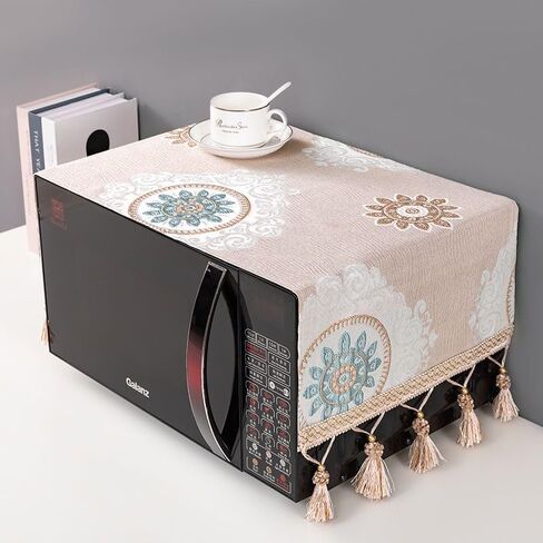 Microwave Oven Top Cover Dustproof Machine Protector Decorative Kitchen Appliance Cover - Grey Small Flower in Kuwait