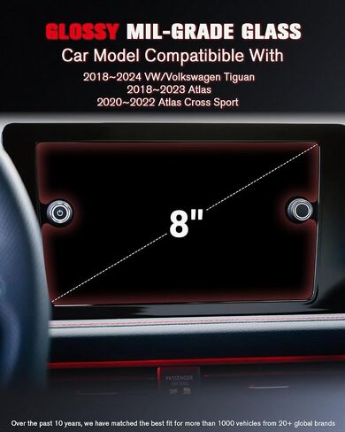 لعام 2025 ~ 2026 VW/Volkswagen Tiguan (S/SE/SE R -Line Black) 12.9 بوصة حامي شاشة لامعة - [أكثر وضوحًا وسلسًا] - MIL -PRADE 9H+ GLASS FERDED - شاشة تعمل باللمس *1 in Saudi Arabia