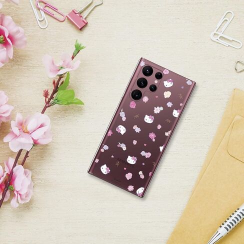 حالة لـ Samsung Galaxy S22 Ultra مع Hello Kitty و Flower Pattern - Kawaii Style - مرنة TPU Silicone Case in Saudi Arabia