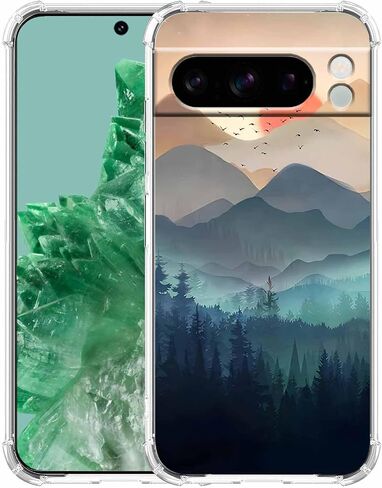 Sunset Nature Landscape Wilderness Night Art Painting ، Cover Cover Cover Full Trendy Soft TPU لـ Google Pixel 8 Pro Clear in Kuwait