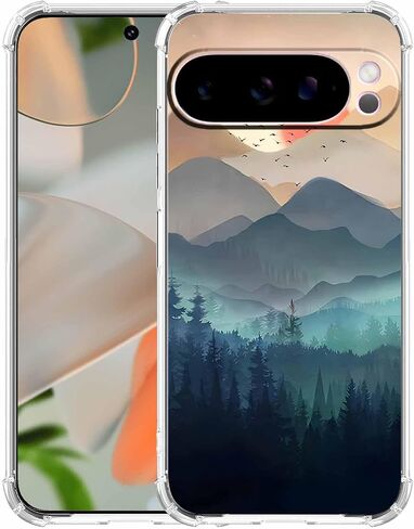 Sunset Nature Landscape Wilderness Night Art Painting ، Cover Cover Cover Full Trendy Soft TPU لـ Google Pixel 8 Pro Clear in Kuwait