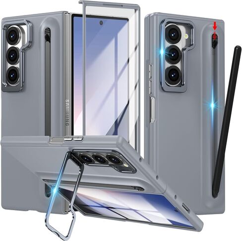 بالنسبة إلى Samsung Galaxy Z Fold 5 Case with S Pen Holder & Stylus ، [Camera Frame Stand] علبة هاتف Pen Slot مع حامي الشاشة غير Matte Pc Costen in Kuwait