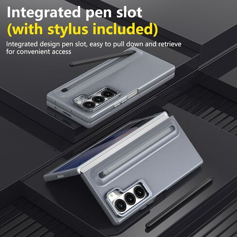 بالنسبة إلى Samsung Galaxy Z Fold 5 Case with S Pen Holder & Stylus ، [Camera Frame Stand] علبة هاتف Pen Slot مع حامي الشاشة غير Matte Pc Costen in Kuwait