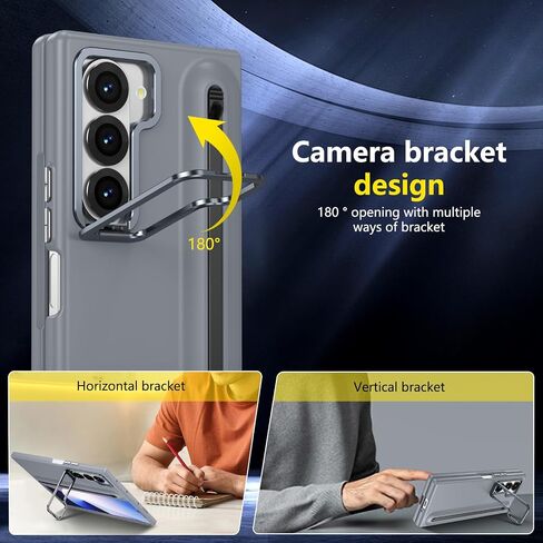 بالنسبة إلى Samsung Galaxy Z Fold 5 Case with S Pen Holder & Stylus ، [Camera Frame Stand] علبة هاتف Pen Slot مع حامي الشاشة غير Matte Pc Costen in Kuwait