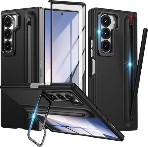 بالنسبة إلى Samsung Galaxy Z Fold 5 Case with S Pen Holder & Stylus ، [Camera Frame Stand] علبة هاتف Pen Slot مع حامي الشاشة غير Matte Pc Costen in Kuwait