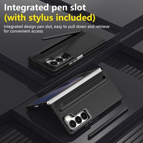 بالنسبة إلى Samsung Galaxy Z Fold 5 Case with S Pen Holder & Stylus ، [Camera Frame Stand] علبة هاتف Pen Slot مع حامي الشاشة غير Matte Pc Costen in Kuwait