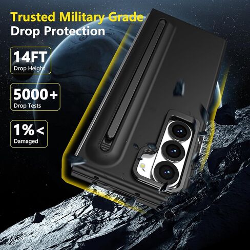 بالنسبة إلى Samsung Galaxy Z Fold 5 Case with S Pen Holder & Stylus ، [Camera Frame Stand] علبة هاتف Pen Slot مع حامي الشاشة غير Matte Pc Costen in Kuwait