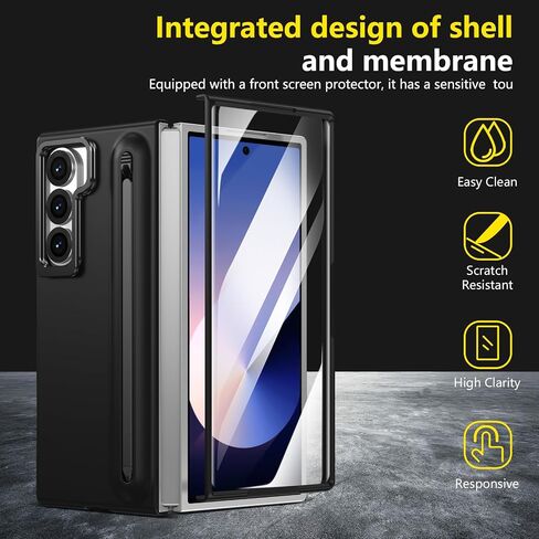 بالنسبة إلى Samsung Galaxy Z Fold 5 Case with S Pen Holder & Stylus ، [Camera Frame Stand] علبة هاتف Pen Slot مع حامي الشاشة غير Matte Pc Costen in Kuwait