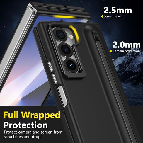 بالنسبة إلى Samsung Galaxy Z Fold 5 Case with S Pen Holder & Stylus ، [Camera Frame Stand] علبة هاتف Pen Slot مع حامي الشاشة غير Matte Pc Costen in Kuwait