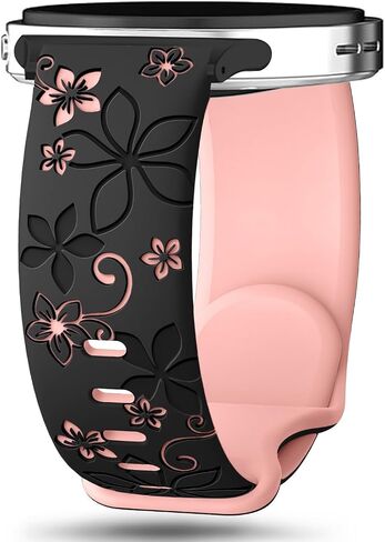 زهرة ثنائية النغمة ، نطاقات محفورة متوافقة مع Galaxy Watch 8 40mm/44mm/Classic 46mm 2025 ، حزام Silicone Sport Galaxy 8 لطيف للرجال للرجال in Kuwait