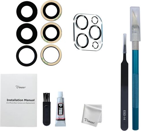 Rear Camera Lens Glass Replacement Kits for iPhone 16 Pro & 16 Pro Max Pre-Installed Adhesive with Installation Manual and Repair Tools in Kuwait