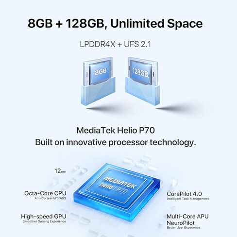 UMIDIGI Cell Phone, F3 8GB+128GB Smartphone Unlocked, 48MP AI Triple Camera, 6.7inch HD Full Screen, 5150mAh Battery,18W Fast Charging, Android 11 Phone Unlock, Type-C,4G Dual SIM, NFC in Kuwait