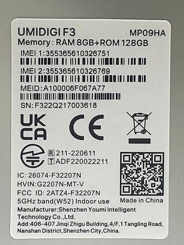 UMIDIGI Cell Phone, F3 8GB+128GB Smartphone Unlocked, 48MP AI Triple Camera, 6.7inch HD Full Screen, 5150mAh Battery,18W Fast Charging, Android 11 Phone Unlock, Type-C,4G Dual SIM, NFC in Kuwait