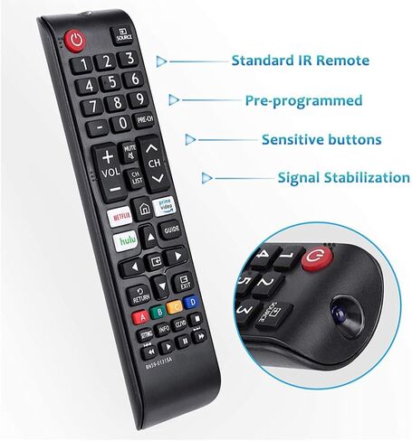 Remote Universal جديد لجميع Samsung TV Remote ، بديل متوافق لجميع تلفزيون Samsung الذكي ، LED ، LCD ، HDTV ، 3D ، سلسلة التلفزيون - لا يوجد أي إعداد - Netflix ، Prime Video ، Hulu Choils Keys in Kuwait