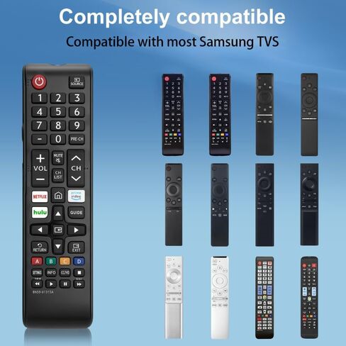 Remote Universal جديد لجميع Samsung TV Remote ، بديل متوافق لجميع تلفزيون Samsung الذكي ، LED ، LCD ، HDTV ، 3D ، سلسلة التلفزيون - لا يوجد أي إعداد - Netflix ، Prime Video ، Hulu Choils Keys in Kuwait