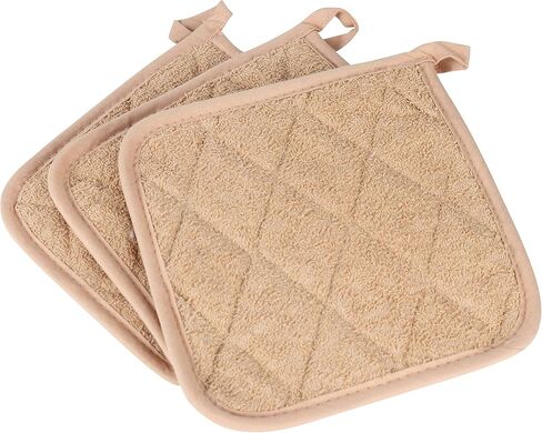 Arkwright Pot Holders for Kitchen - Heat Resistant Square Hot Pads Set of 12, Professional Grade Washable Cotton Coaster for Oven, Cooking and Baking, 7 x 7 in, Tan in Saudi Arabia