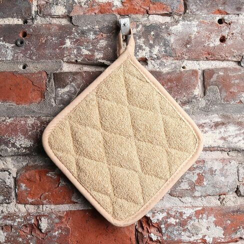 Arkwright Pot Holders for Kitchen - Heat Resistant Square Hot Pads Set of 12, Professional Grade Washable Cotton Coaster for Oven, Cooking and Baking, 7 x 7 in, Tan in Saudi Arabia