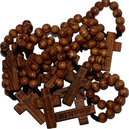 Holy Land Market St. Benedict Catholic Wood Rosary from Bethlehem - The Holy Land in Saudi Arabia