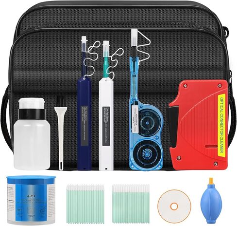 12 in 1 Fiber Optic Cleaning Tool kit Includes a Fiber Optic Cleaning Box for SC/FC/ST/LC interfaces, SC 2.5mm LC 1.25mm MPO/MTP Fiber Optic Cleaning Pen, dust-Free Cleaning Paper Fiber Cleaning Tool in Kuwait