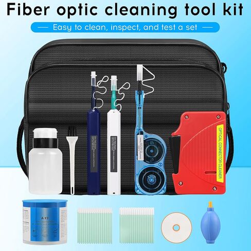 12 in 1 Fiber Optic Cleaning Tool kit Includes a Fiber Optic Cleaning Box for SC/FC/ST/LC interfaces, SC 2.5mm LC 1.25mm MPO/MTP Fiber Optic Cleaning Pen, dust-Free Cleaning Paper Fiber Cleaning Tool in Kuwait