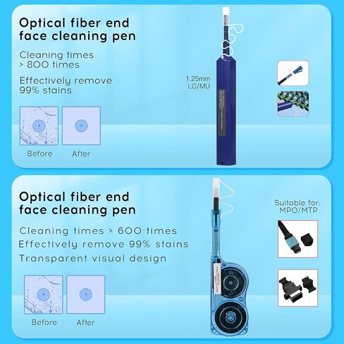 12 in 1 Fiber Optic Cleaning Tool kit Includes a Fiber Optic Cleaning Box for SC/FC/ST/LC interfaces, SC 2.5mm LC 1.25mm MPO/MTP Fiber Optic Cleaning Pen, dust-Free Cleaning Paper Fiber Cleaning Tool in Kuwait