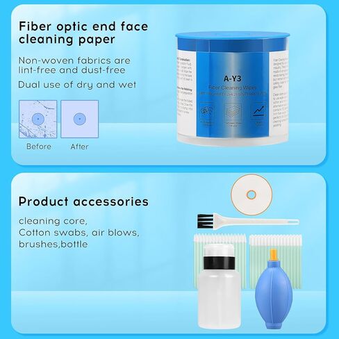 12 in 1 Fiber Optic Cleaning Tool kit Includes a Fiber Optic Cleaning Box for SC/FC/ST/LC interfaces, SC 2.5mm LC 1.25mm MPO/MTP Fiber Optic Cleaning Pen, dust-Free Cleaning Paper Fiber Cleaning Tool in Kuwait