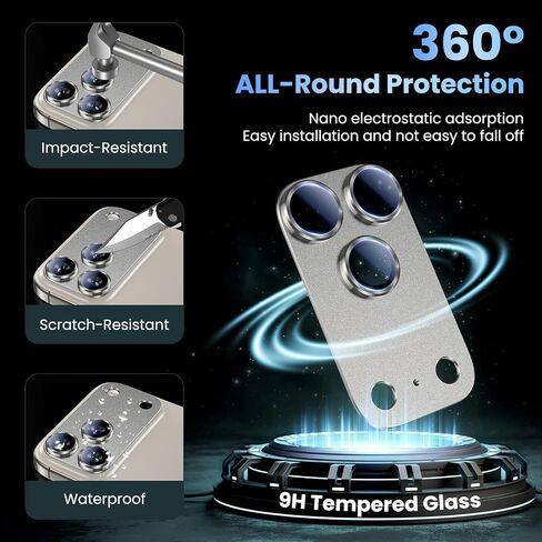 Uyiton متوافق مع Phone 16 Pro/Phone 16 Pro Max Camera Lens Protector - [ليس من السهل كسره] [امتصاص قوي] in Kuwait