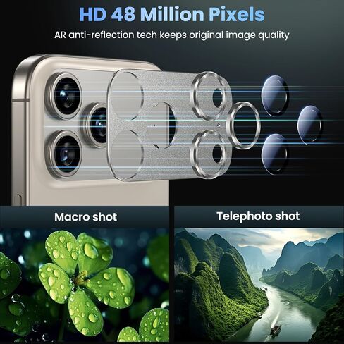 Uyiton متوافق مع Phone 16 Pro/Phone 16 Pro Max Camera Lens Protector - [ليس من السهل كسره] [امتصاص قوي] in Kuwait