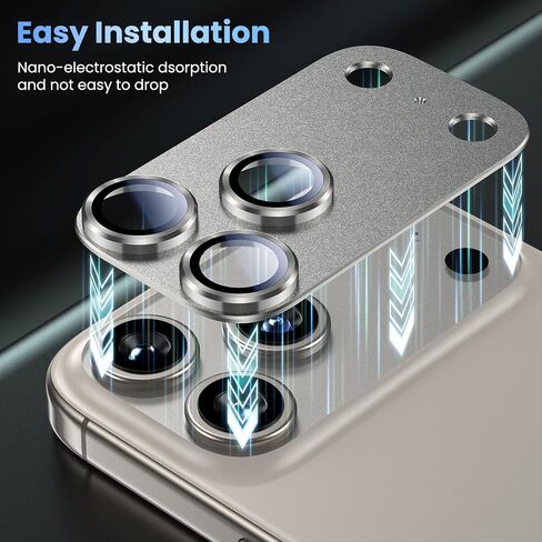 Uyiton متوافق مع Phone 16 Pro/Phone 16 Pro Max Camera Lens Protector - [ليس من السهل كسره] [امتصاص قوي] in Kuwait