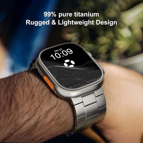 Titanium Band Compatible with Apple Watch Ultra 3/2/1 49mm, Series 11/10 46mm - Military-Grade DLC Coating, Scratch Resistant & Durable Adjustable Strap for Men in Saudi Arabia