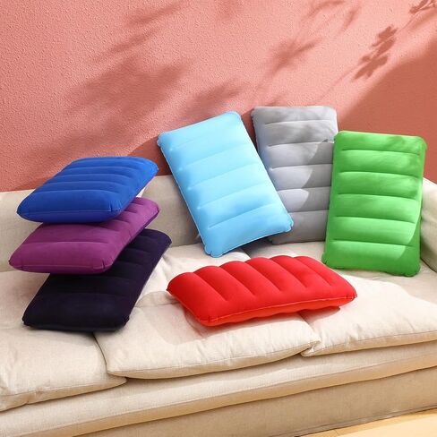 Geelin 14 Pieces Inflatable Camping Pillow 18.5 x 11.8 Inches Portable Compact Flocked Fabric Air Pillow for Travel Hiking Home Office Sleeping Neck Head Lumbar Support, Multicolor in Saudi Arabia