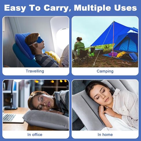 Geelin 14 Pieces Inflatable Camping Pillow 18.5 x 11.8 Inches Portable Compact Flocked Fabric Air Pillow for Travel Hiking Home Office Sleeping Neck Head Lumbar Support, Multicolor in Saudi Arabia