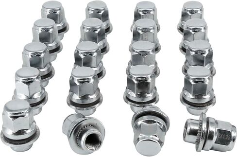 24 Pcs M14x2 Chrome Lug Nuts, 14x2mm Wheel Lug Nuts Compatible with Ford F150 Expedition Lincoln Navigator Most 6 Lug 4 Lug Wheels in Kuwait